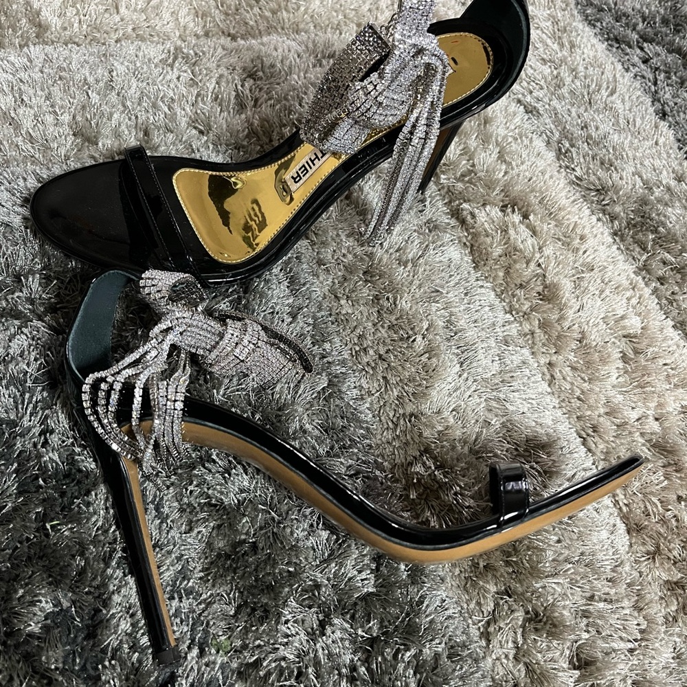 Chic Black and Silver Women's Heels